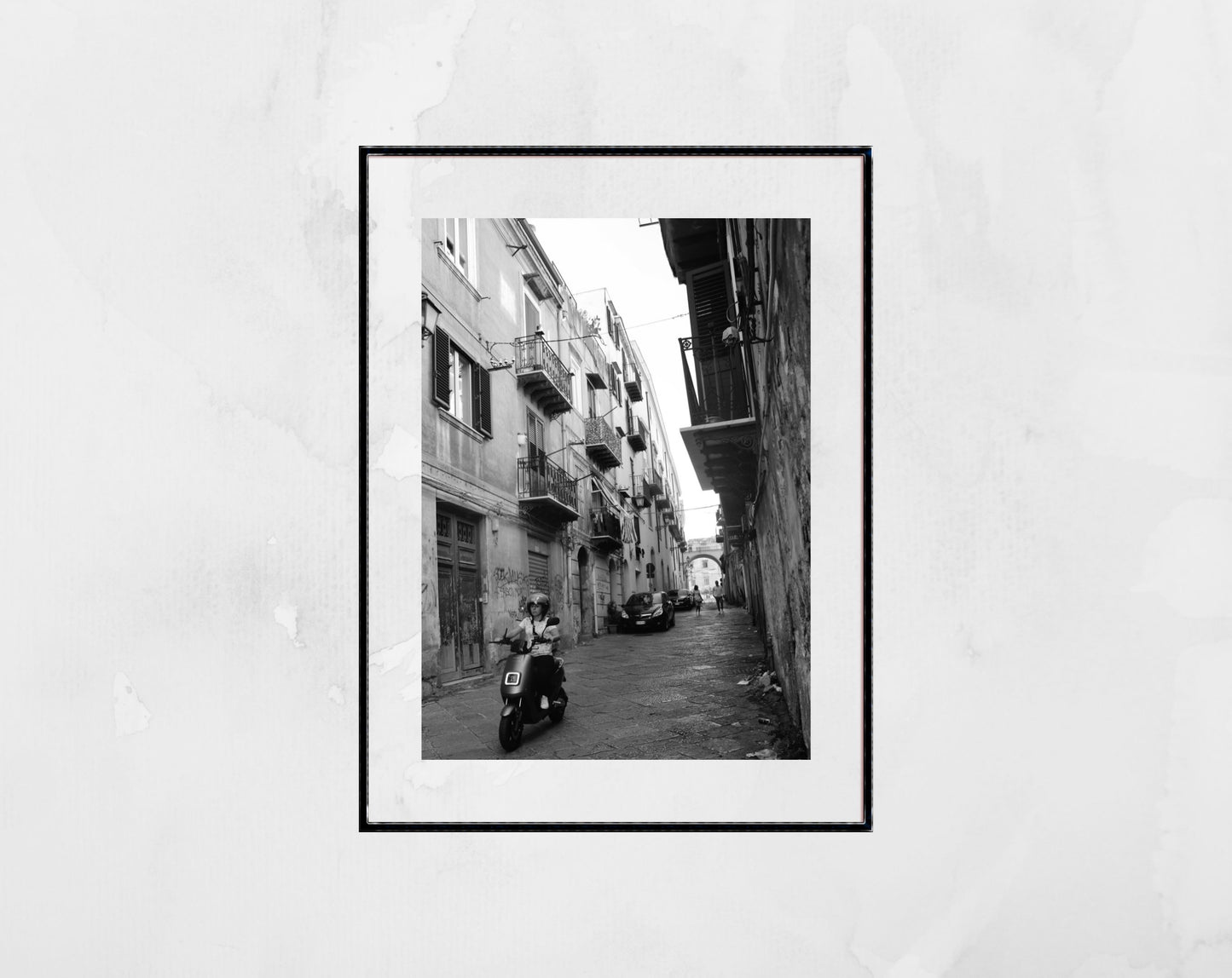 Palermo Sicily Black And White Print Street Photography Woman On Moped Poster