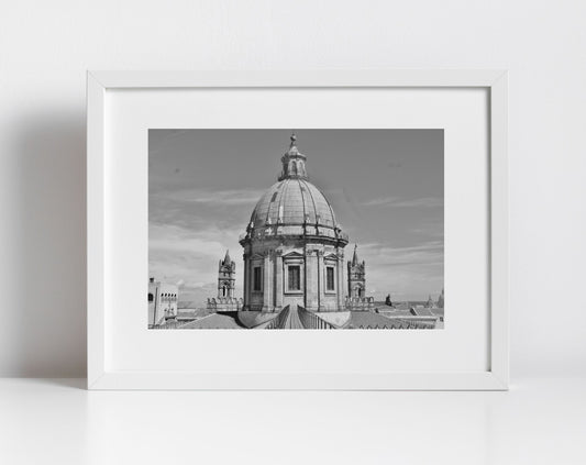 Palermo Cathedral Dome Black And White Photography Wall Art