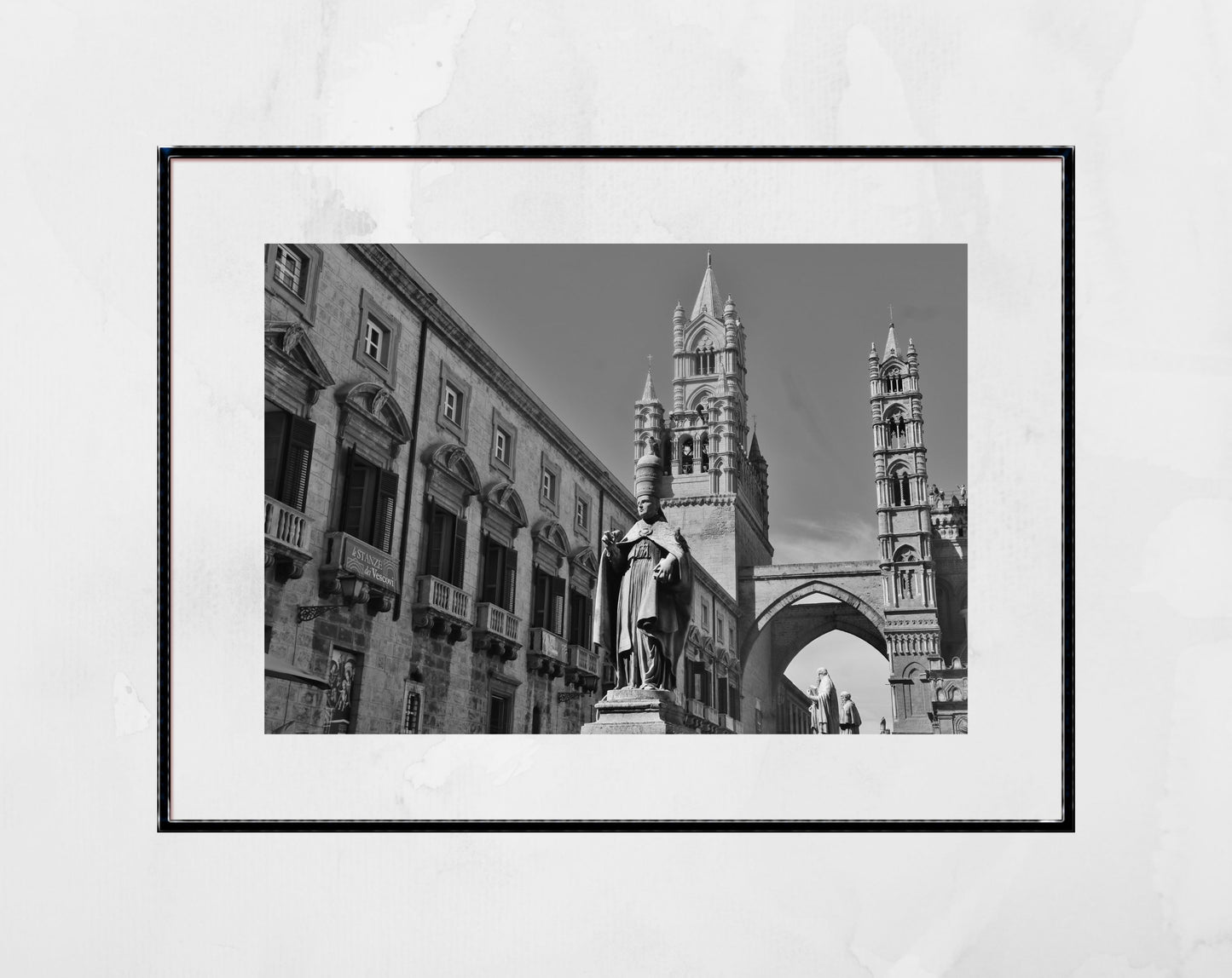 Palermo Cathedral Sicily Black And White Print Italy Wall Art