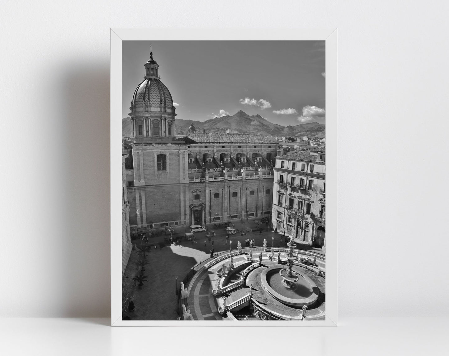 Piazza Pretoria Palermo Sicily Black And White Photography Print Italy Wall Art