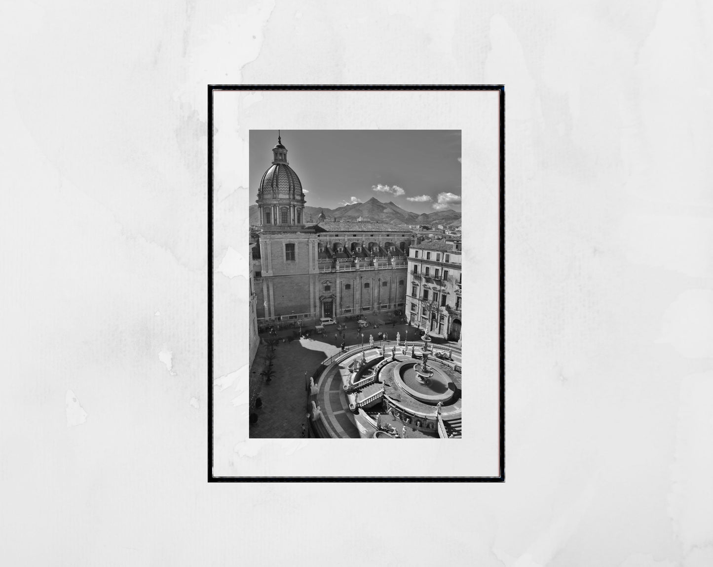 Piazza Pretoria Palermo Sicily Black And White Photography Print Italy Wall Art