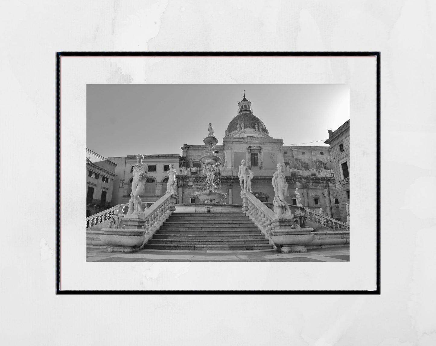 Piazza Pretoria Palermo Sicily Black And White Photography Wall Art