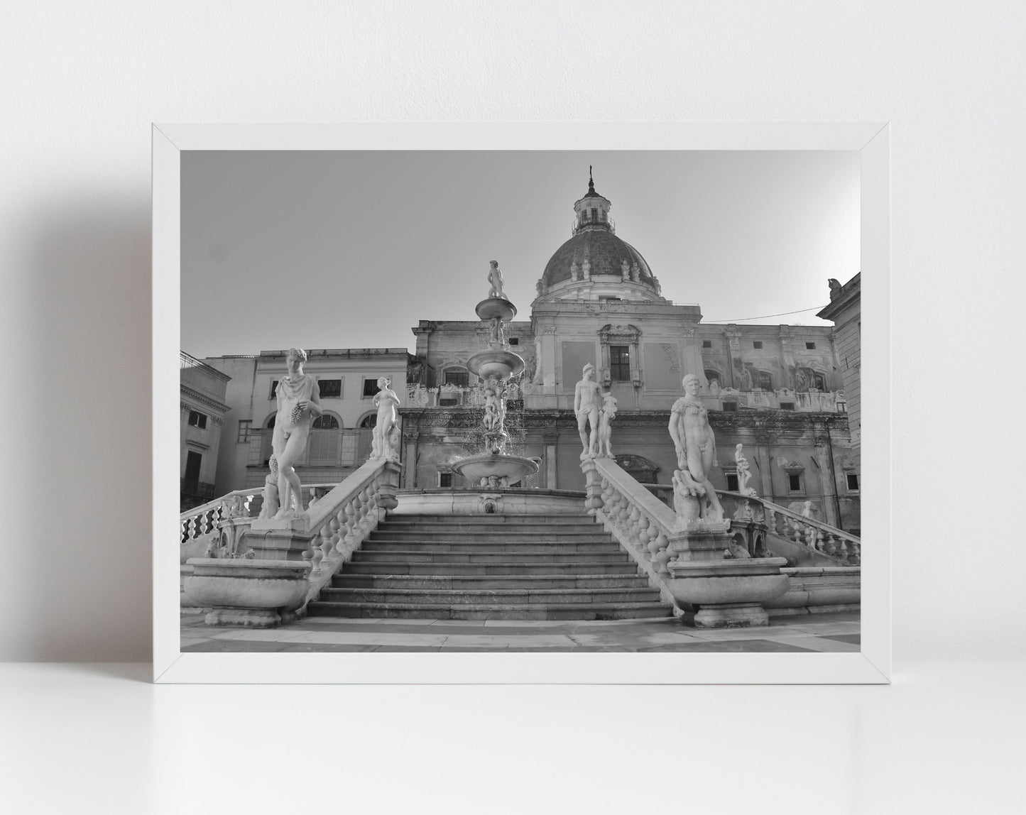 Piazza Pretoria Palermo Sicily Black And White Photography Wall Art