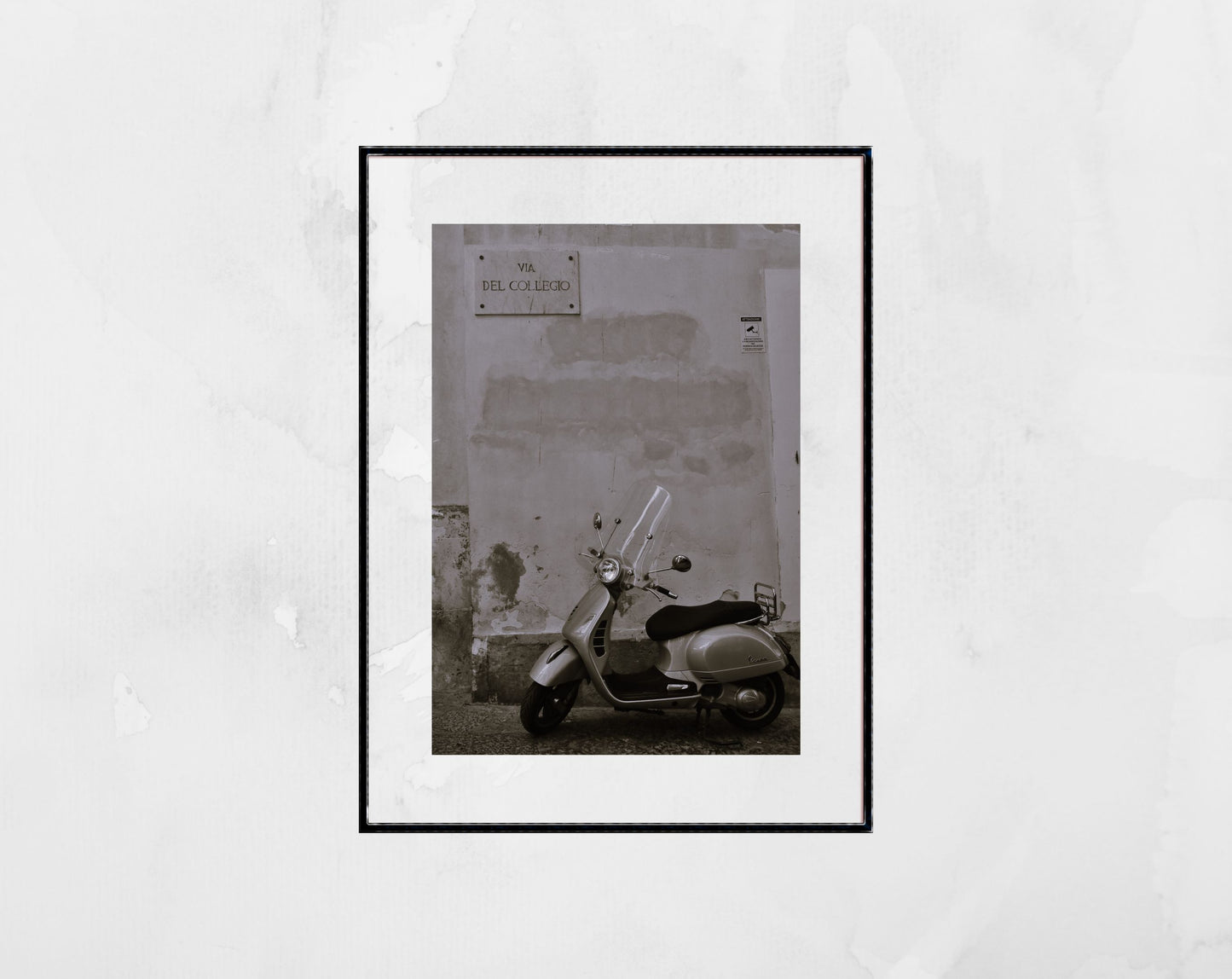 Italy Street Black And White Photography Vespa Poster Syracuse Sicily Print