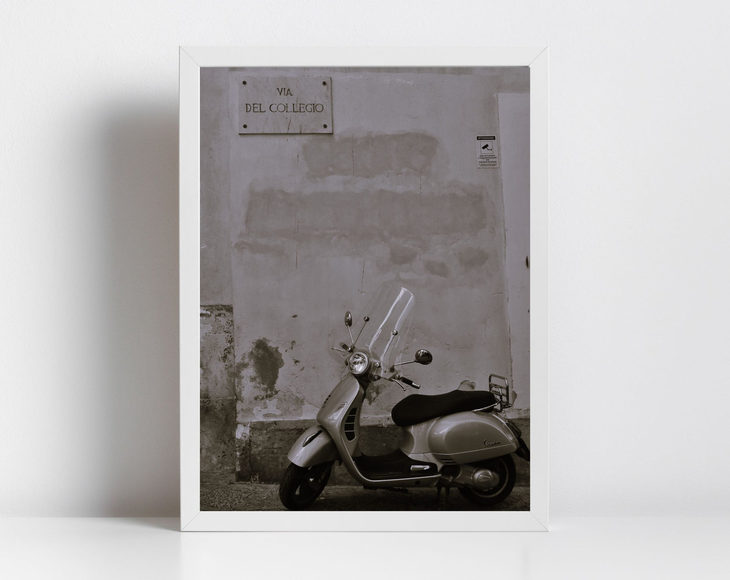 Italy Street Black And White Photography Vespa Poster Syracuse Sicily Print