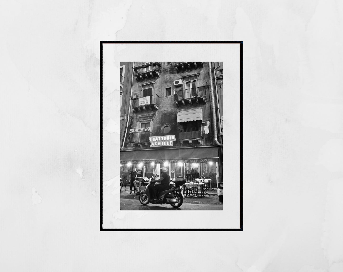 Catania Sicily Print Street Black And White Photography Vespa Poster