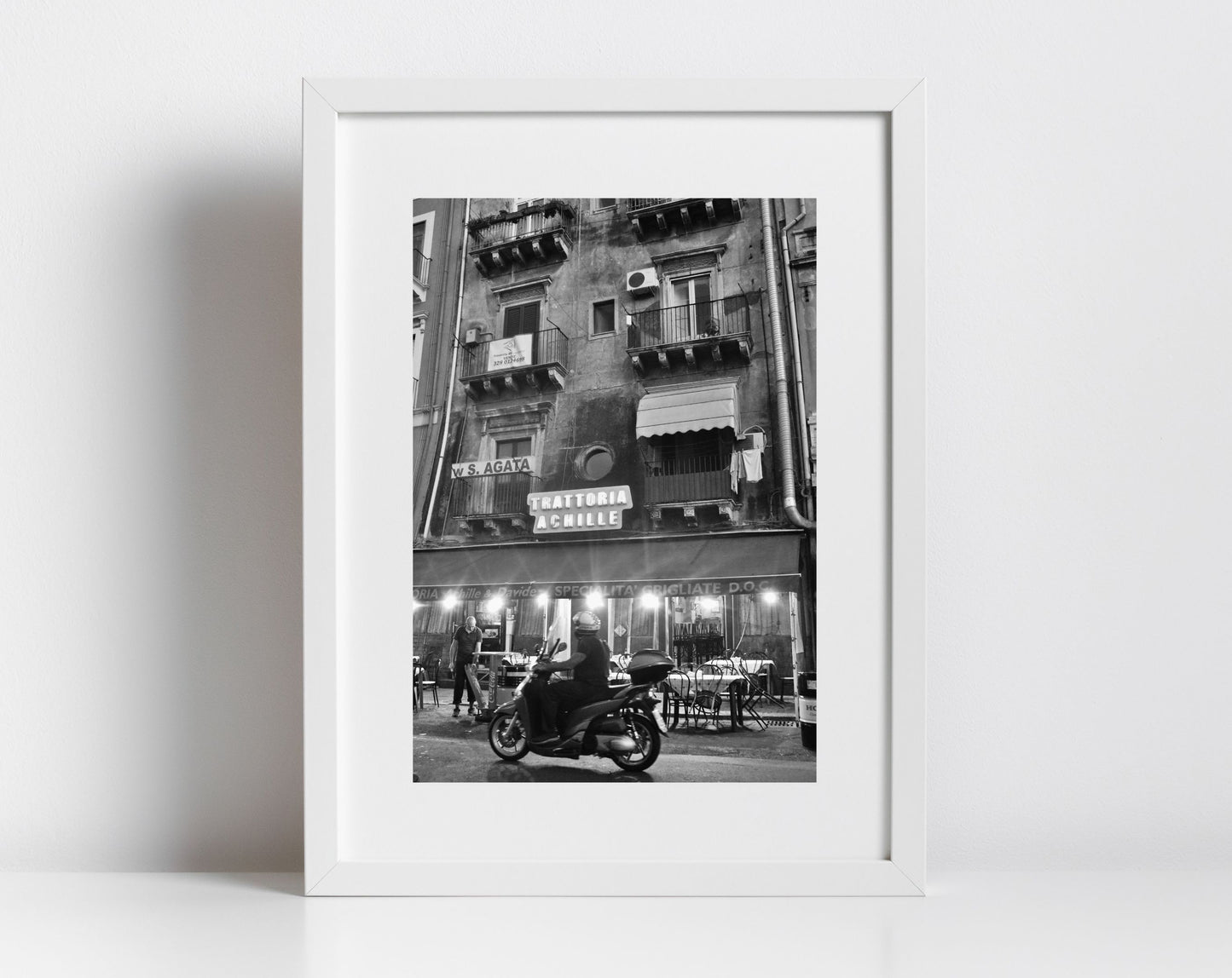 Catania Sicily Print Street Black And White Photography Vespa Poster