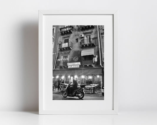 Catania Sicily Print Street Black And White Photography Vespa Poster