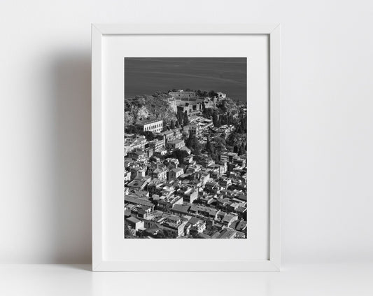 Taormina Sicily Black And White Photography Print