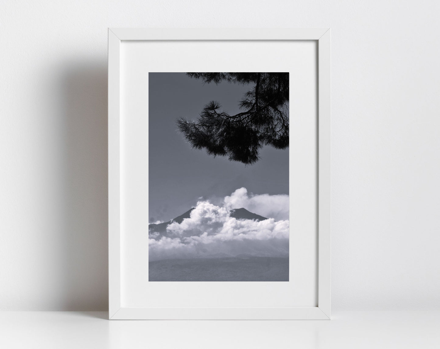 Mount Etna Taormina Sicily Black And White Photography Print