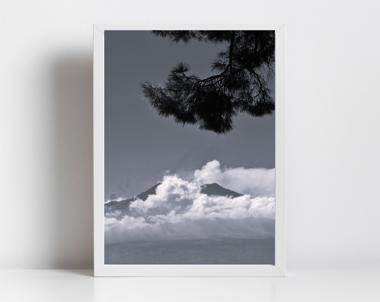 Mount Etna Taormina Sicily Black And White Photography Print