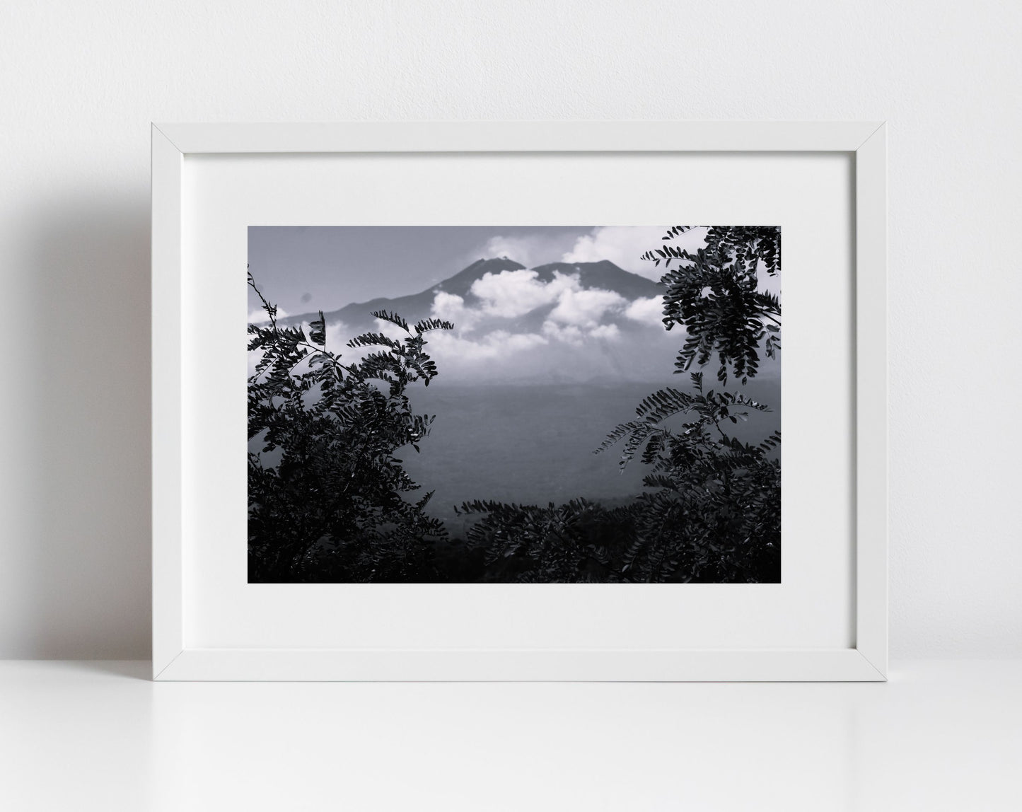 Mount Etna Taormina Sicily Black And White Photography Wall Art