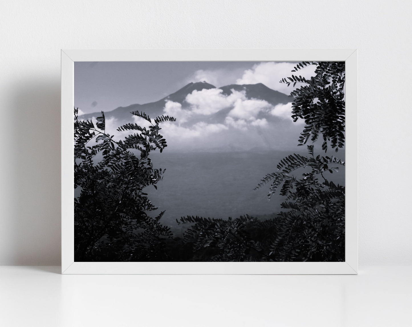 Mount Etna Taormina Sicily Black And White Photography Wall Art