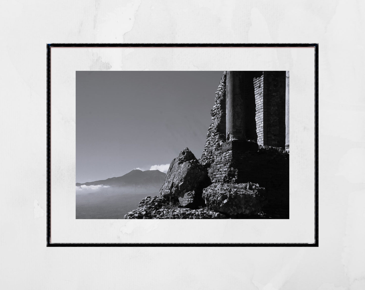 Taormina Sicily Print Mount Etna Black And White Photography