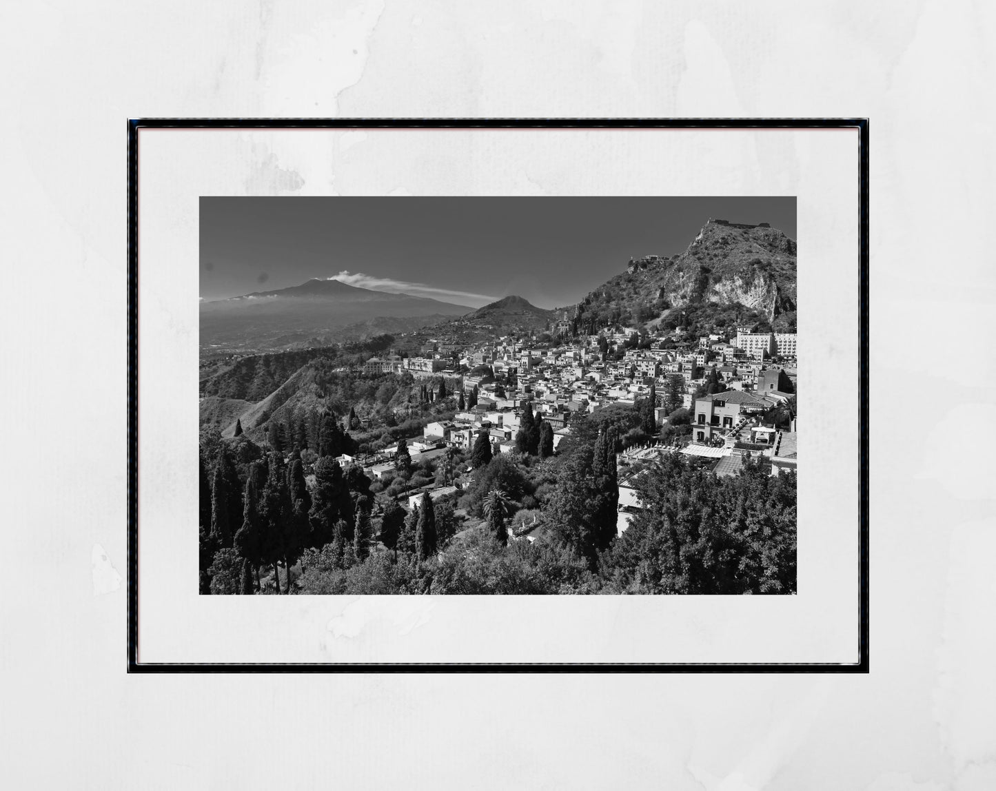 Taormina Mount Etna Sicily Black And White Photography Print