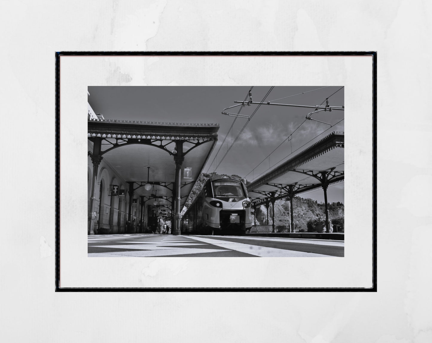 Taormina-Giardini Sicily Black And White Photography Print Railway Poster