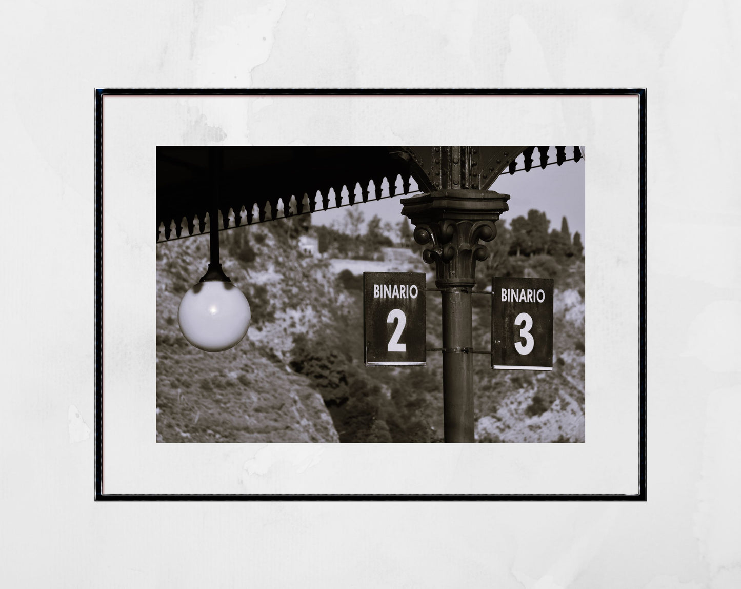 Taormina-Giardini Sicily Black And White Print Railway Poster Italian Wall Art