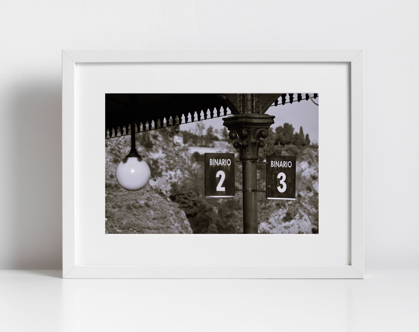 Taormina-Giardini Sicily Black And White Print Railway Poster Italian Wall Art