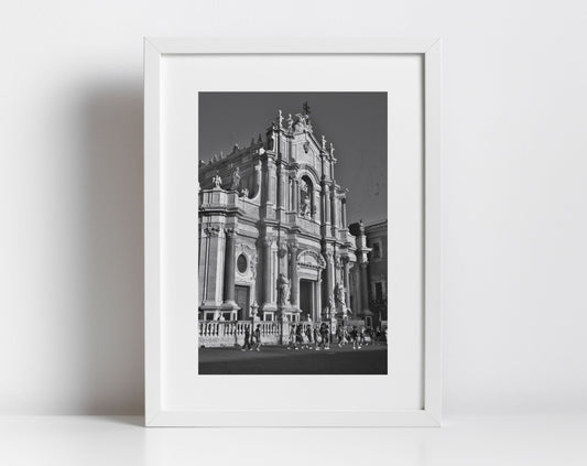 Catania Cathedral Sicily Black And White Photography Print