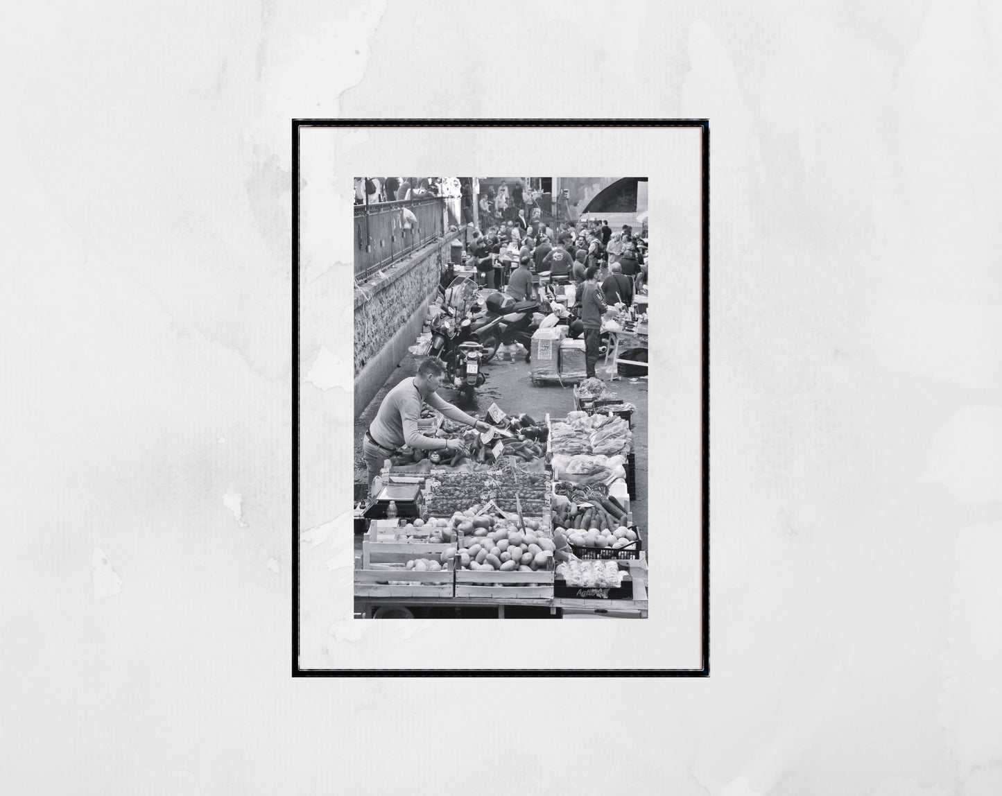 Catania Fish Market Sicily Black And White Photography Print