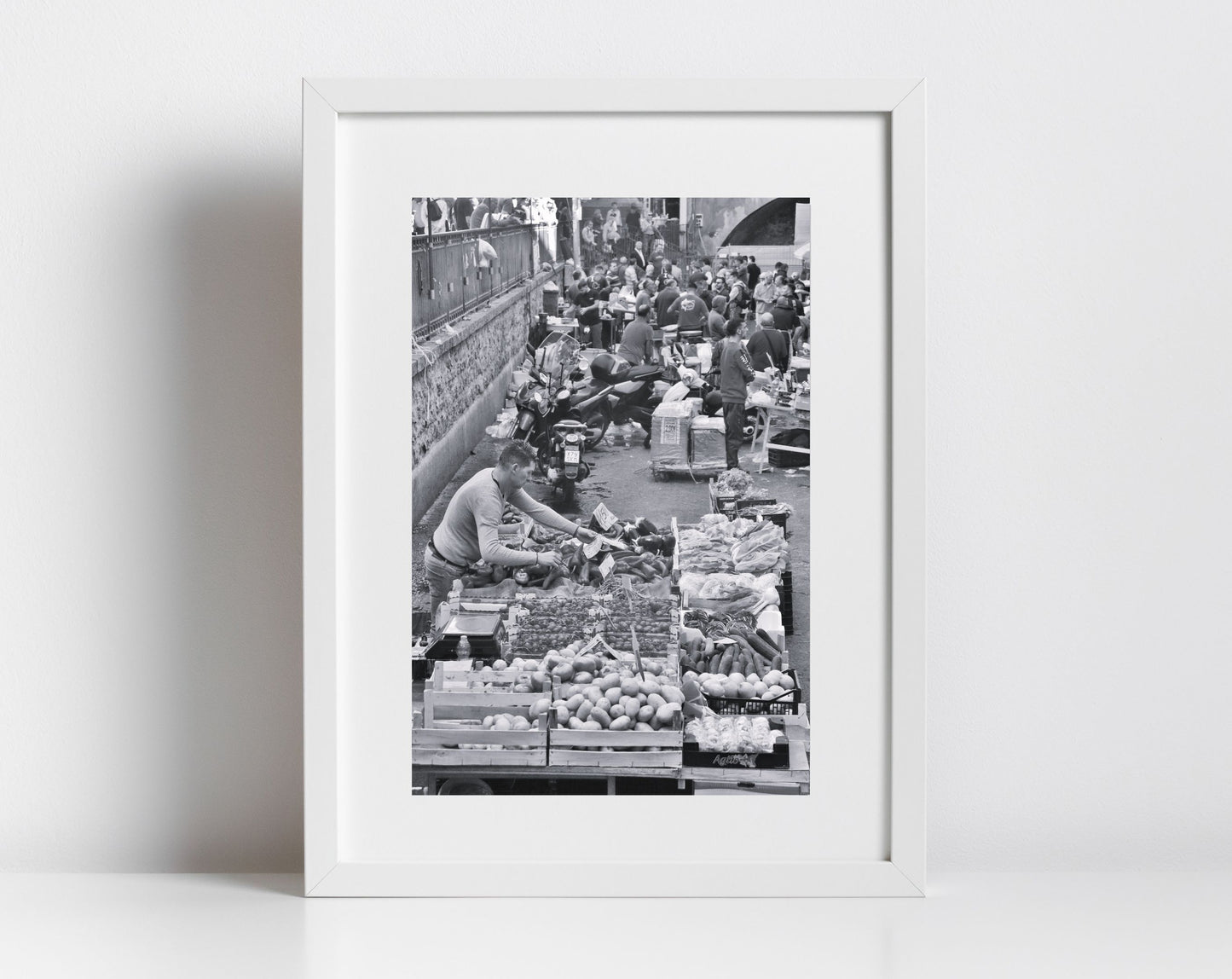 Catania Fish Market Sicily Black And White Photography Print