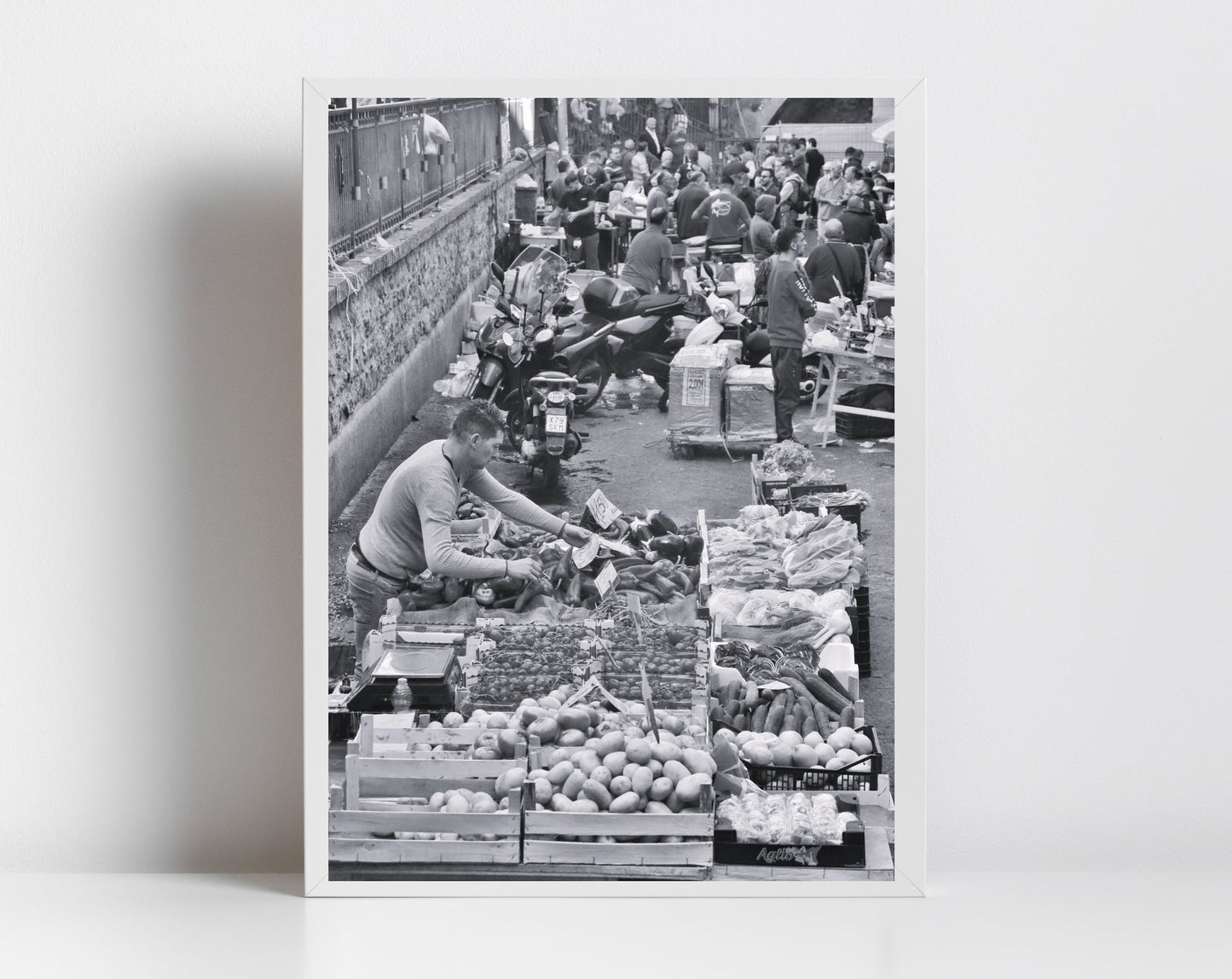 Catania Fish Market Sicily Black And White Photography Print