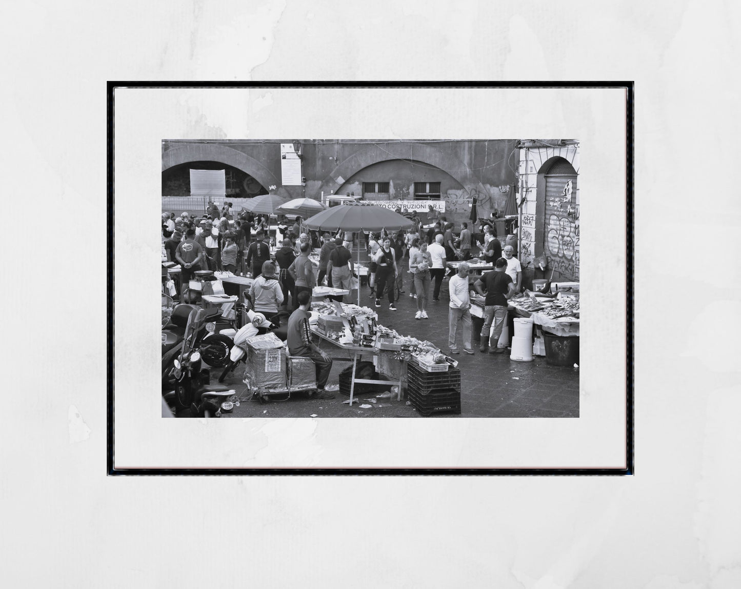 Catania Fish Market Sicily Black And White Photography Wall Art