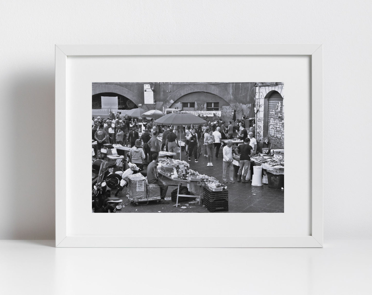 Catania Fish Market Sicily Black And White Photography Wall Art