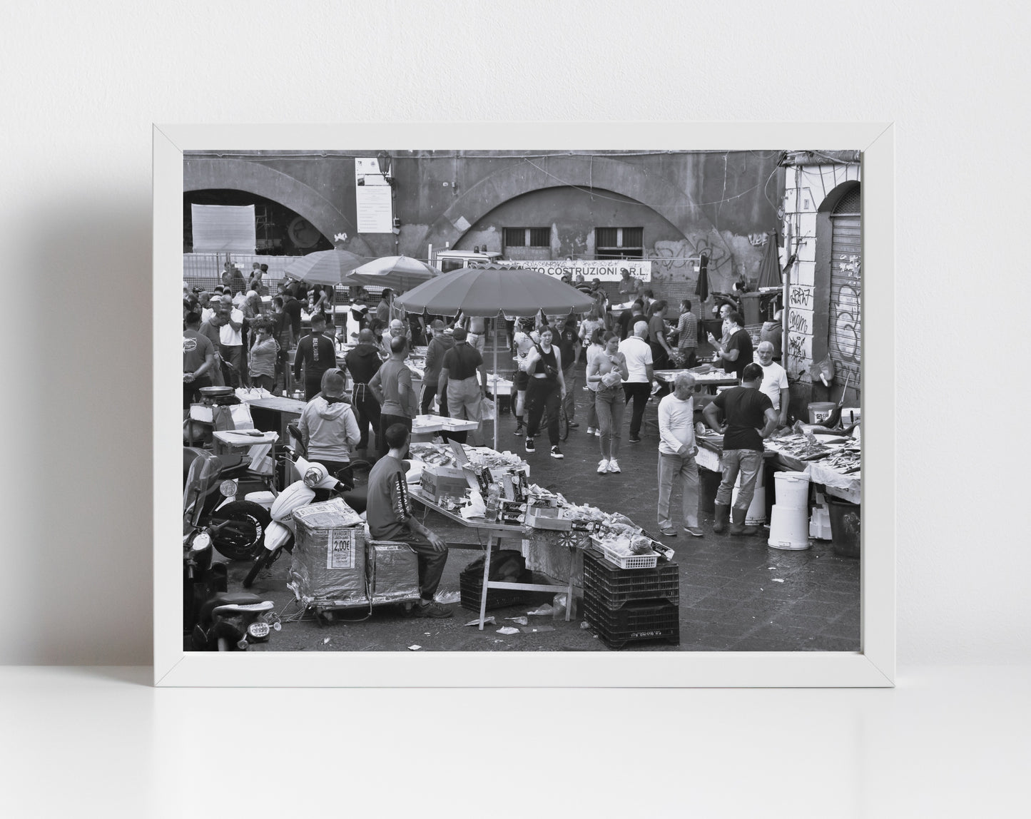 Catania Fish Market Sicily Black And White Photography Wall Art