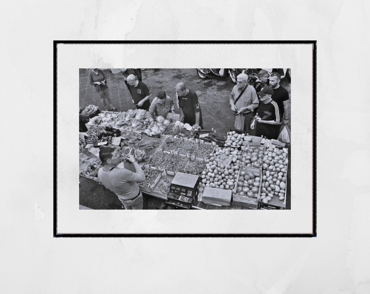 Catania Fish Market Sicily Black And White Photography Art Print