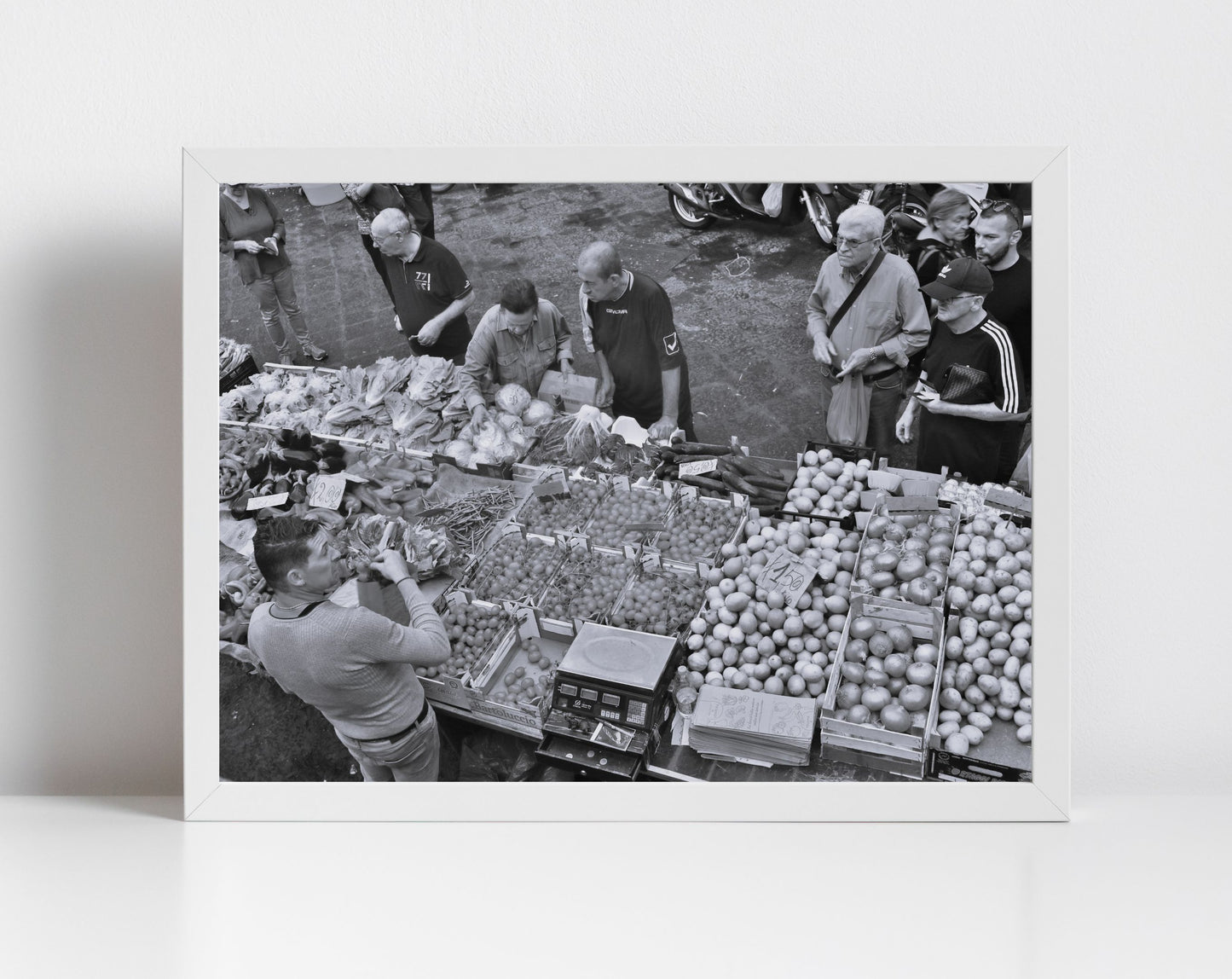 Catania Fish Market Sicily Black And White Photography Art Print