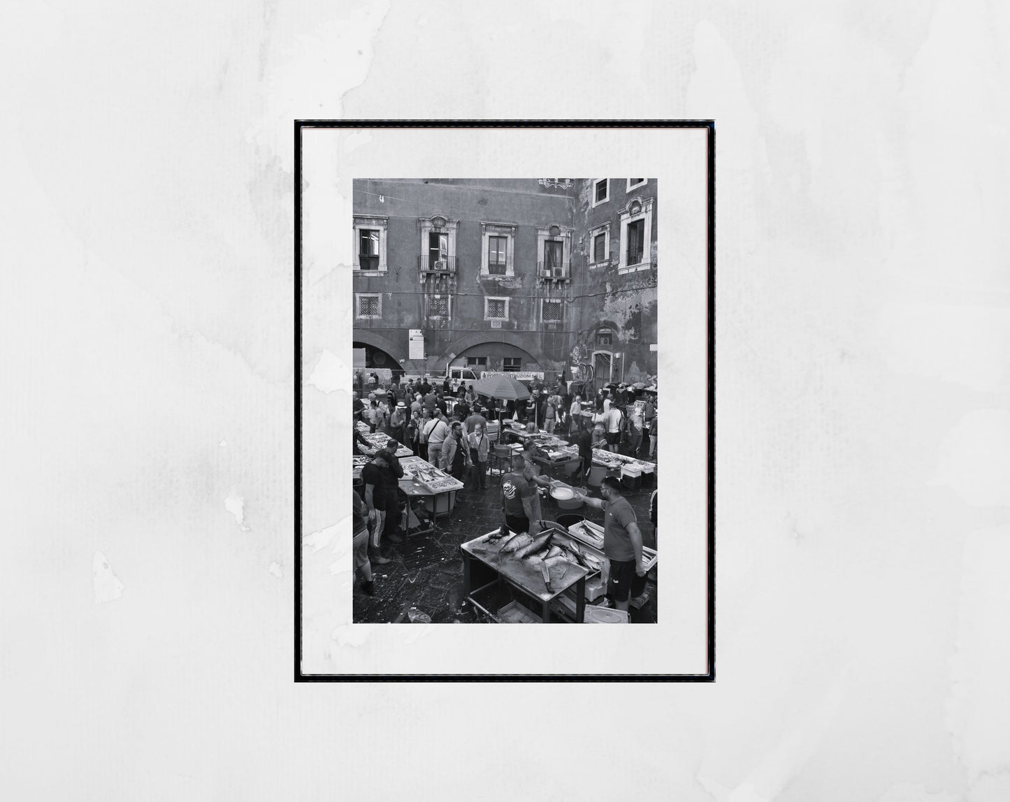 Catania Fish Market Sicily Print Italy Street Black And White Photography