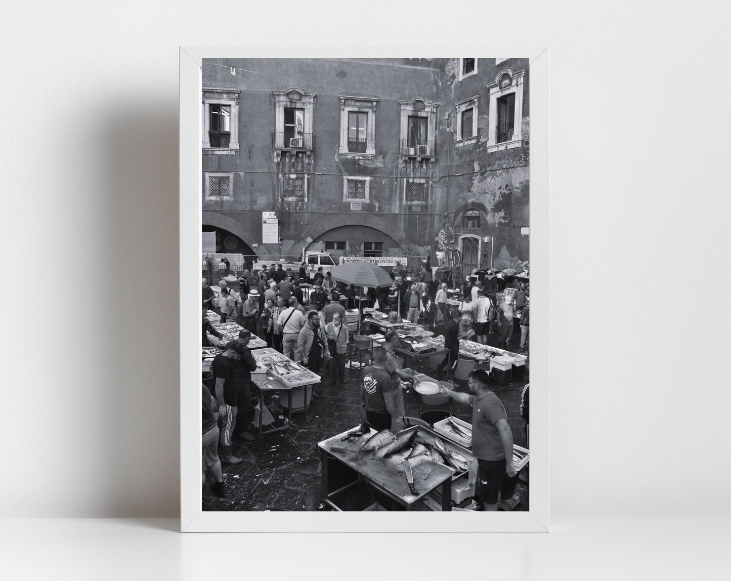 Catania Fish Market Sicily Print Italy Street Black And White Photography