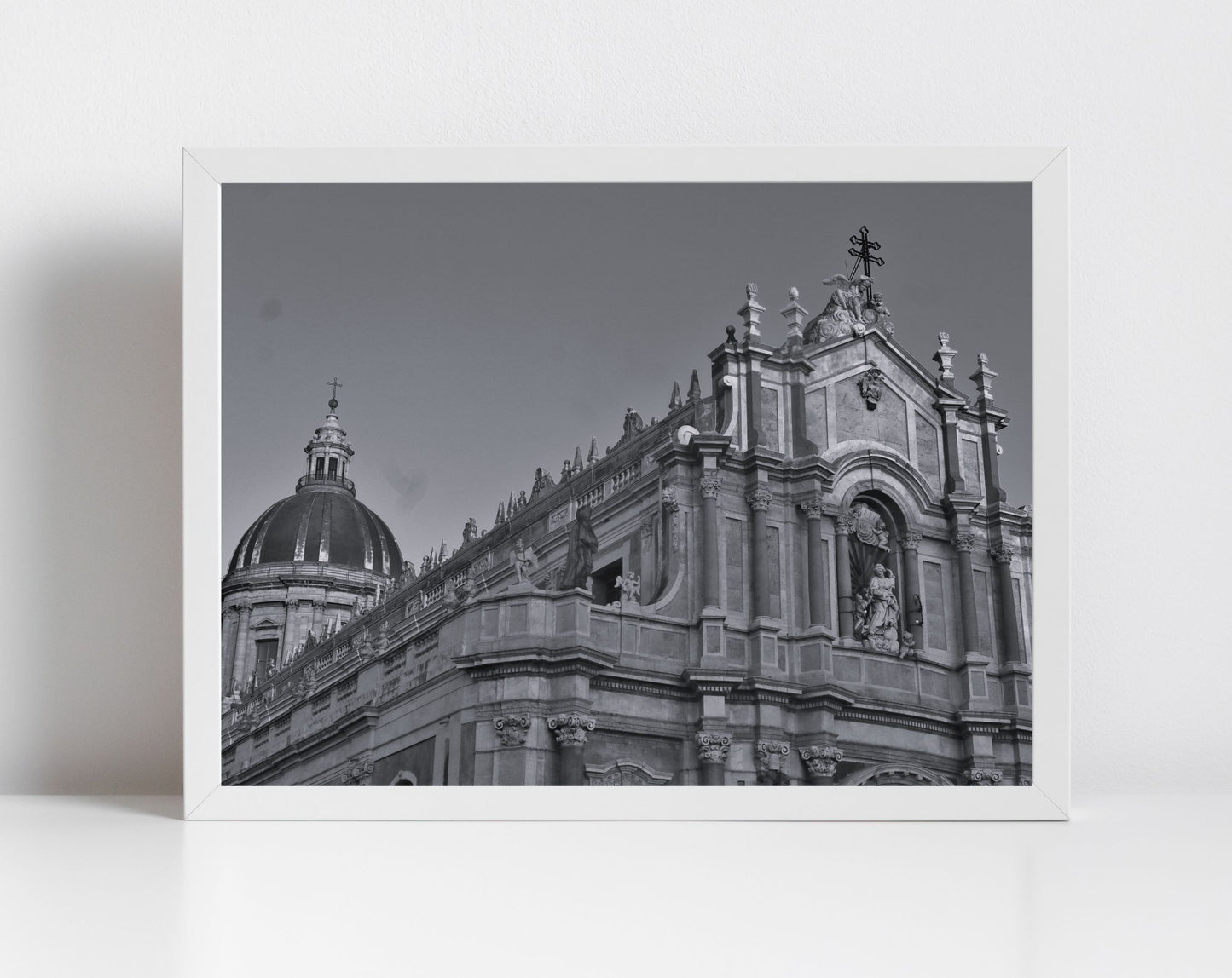 Catania Cathedral Sicily Black And White Photography Art Print