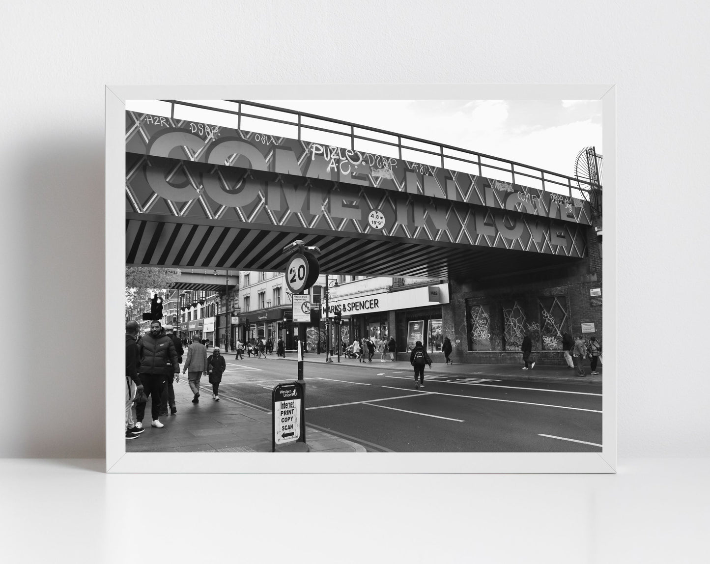 London Brixton Print Street Black And White Photography Poster