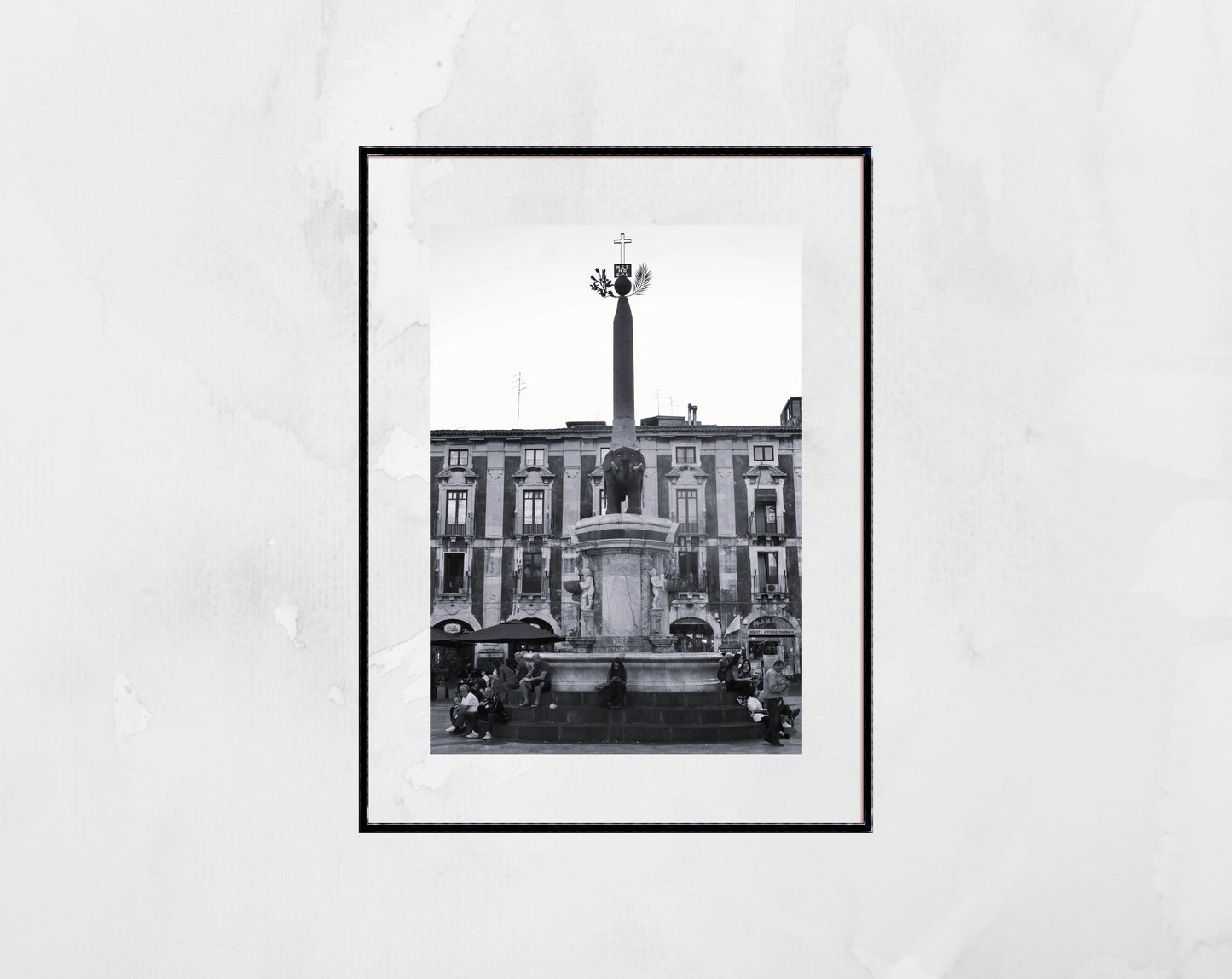 Elephant Fountain Catania Sicily Black And White Photography Print