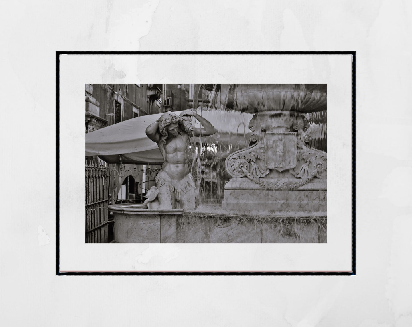 Amenano Fountain Catania Sicily Black And White Photography Print Italy Wall Art