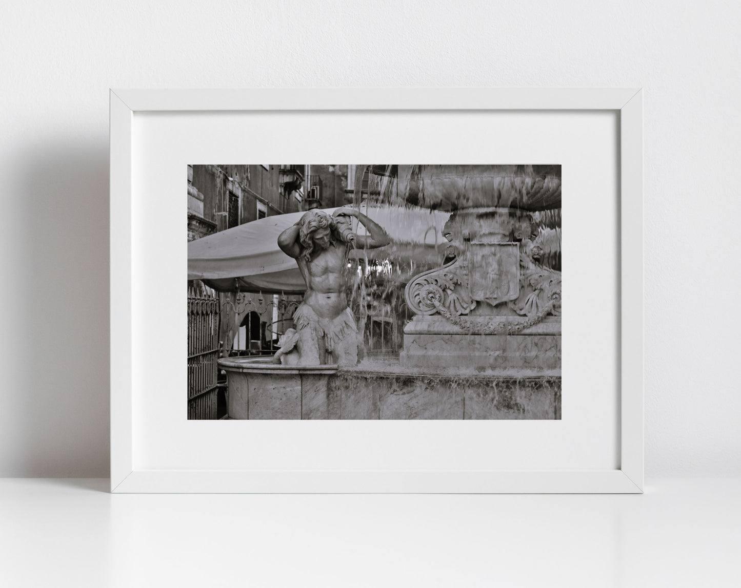 Amenano Fountain Catania Sicily Black And White Photography Print Italy Wall Art