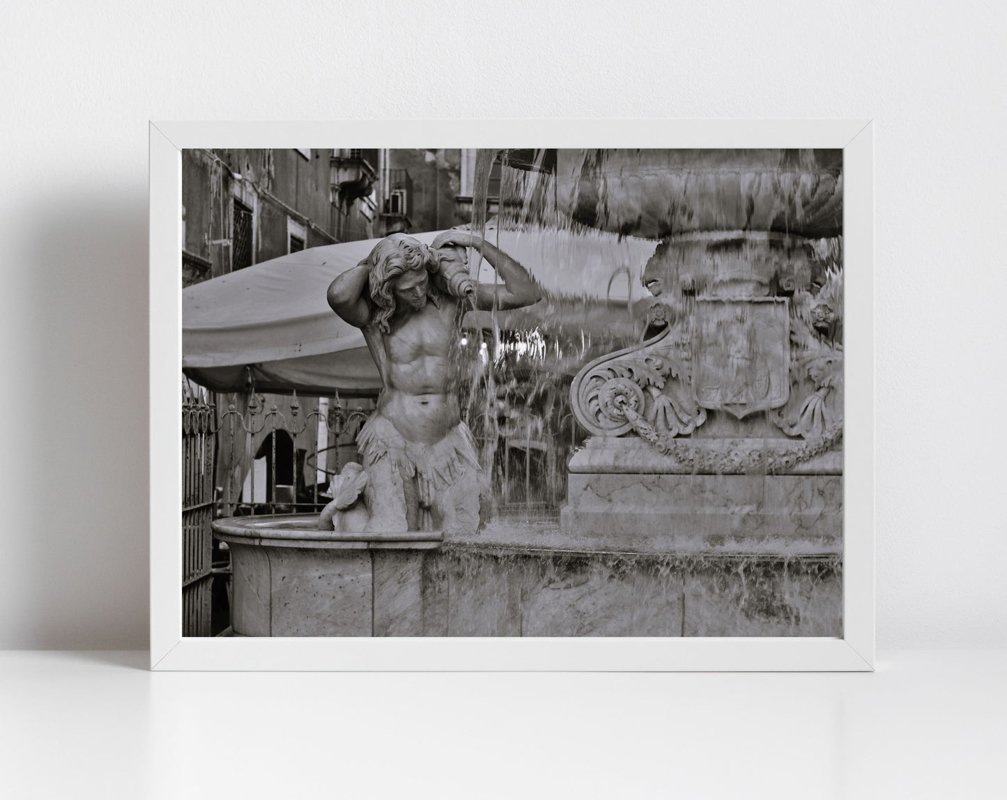 Amenano Fountain Catania Sicily Black And White Photography Print Italy Wall Art