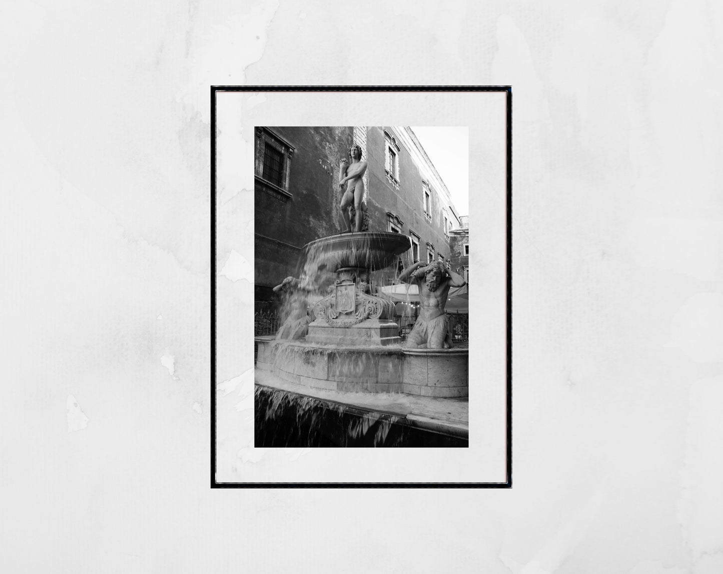 Amenano Fountain Catania Sicily Black And White Photography Poster Italy Wall Art