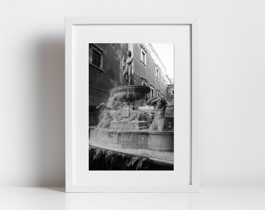 Amenano Fountain Catania Sicily Black And White Photography Poster Italy Wall Art