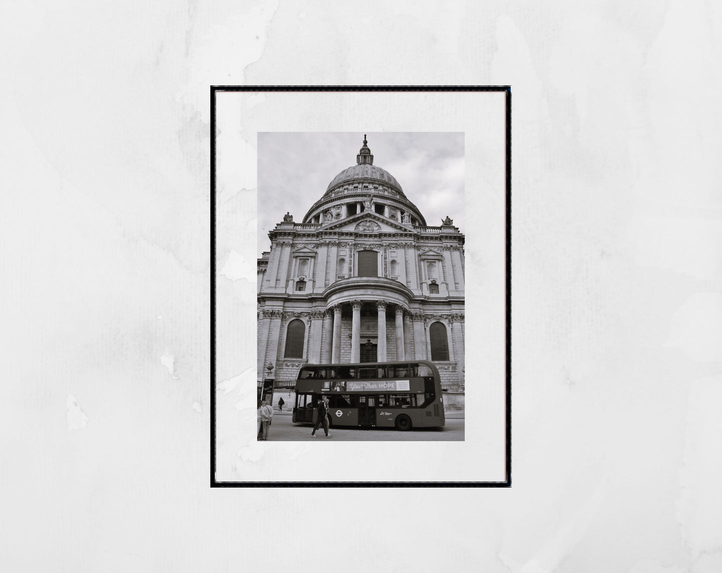 St Paul's Cathedral Art London Red Bus Black And White Print