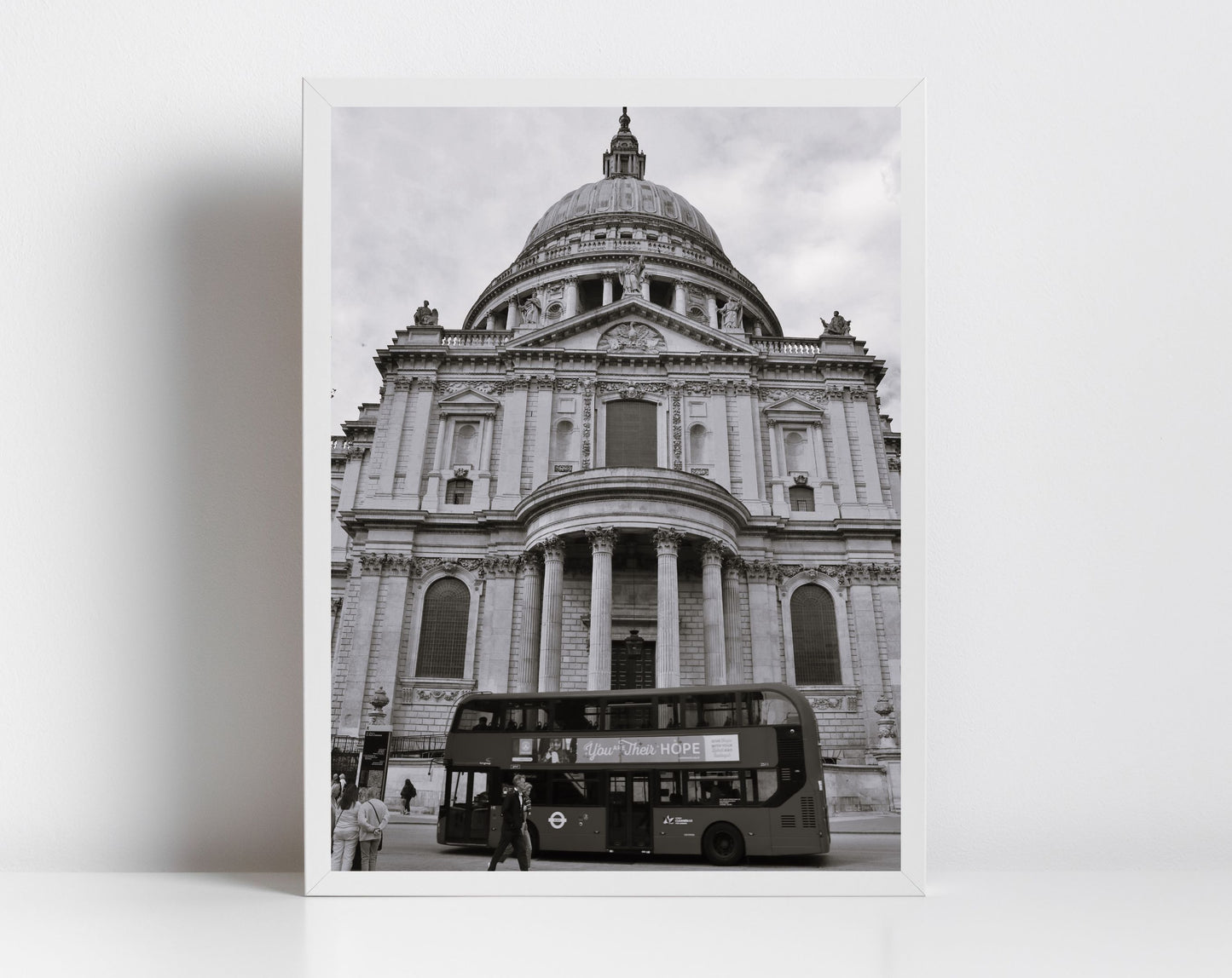 St Paul's Cathedral Art London Red Bus Black And White Print