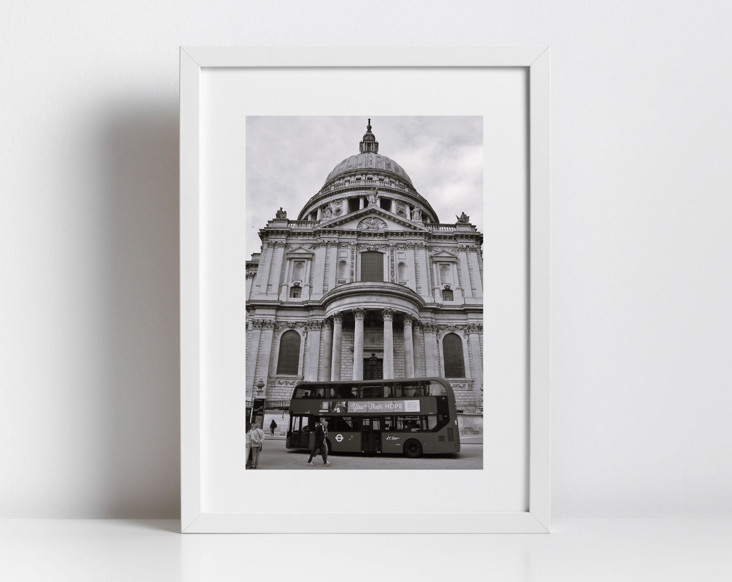 St Paul's Cathedral Art London Red Bus Black And White Print