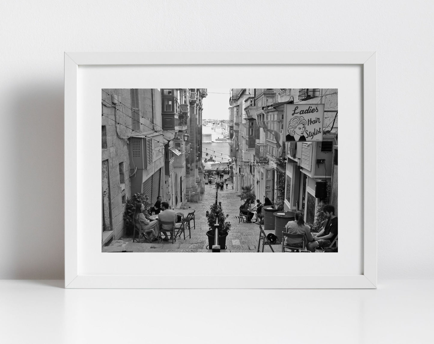 Triq San Gwann Valletta Malta Black And White Photography Print