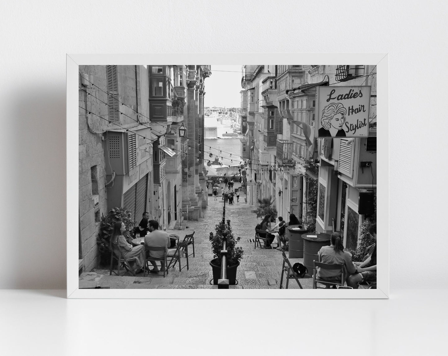 Triq San Gwann Valletta Malta Black And White Photography Print