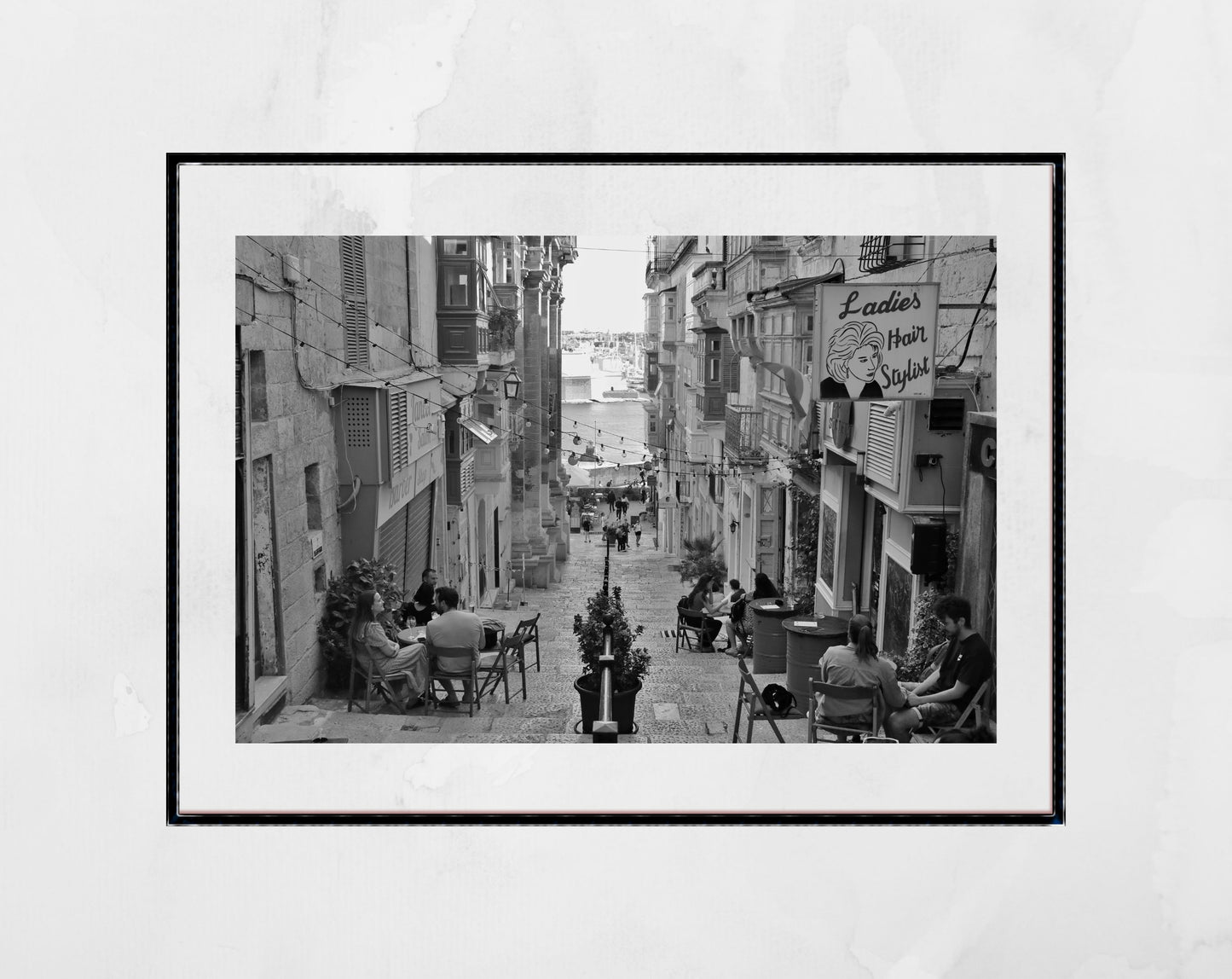 Triq San Gwann Valletta Malta Black And White Photography Print