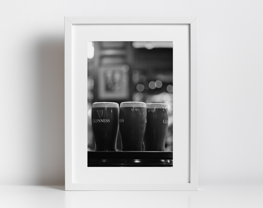 Guinness Poster Irish Pub Decor The Stag's Head Dublin Black And White Photography