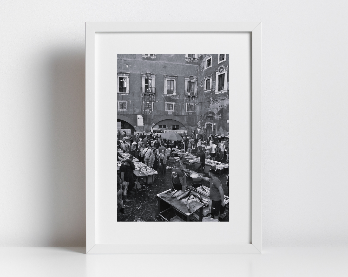 Catania Fish Market Sicily Print Italy Street Black And White Photography