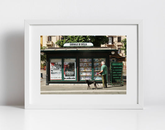 Palermo Sicily Print Street Photography Italian Wall Art Newspaper Stand